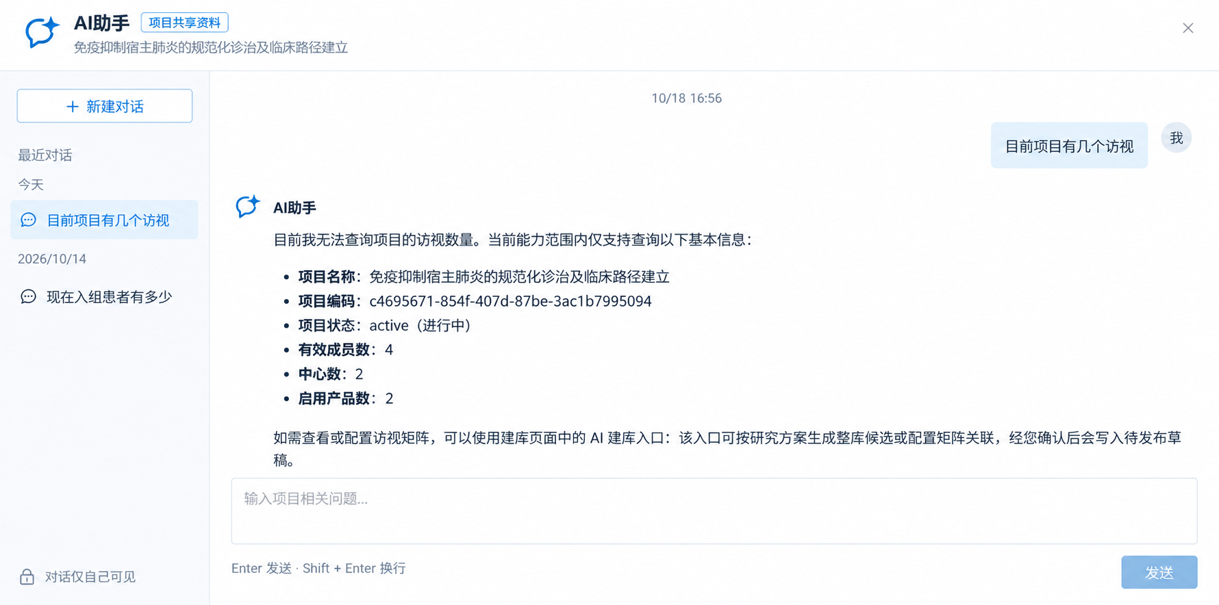 AI助手 · 项目对话与资料查询